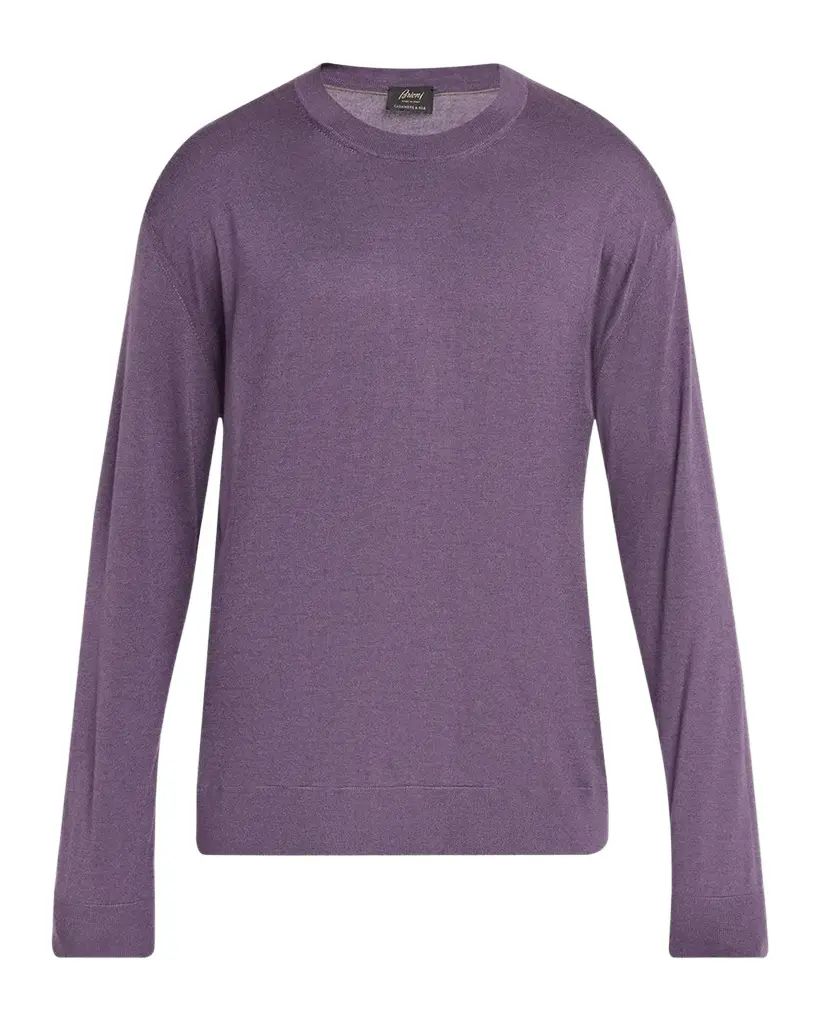 Brioni Men's Cashmere-Silk Crewneck Sweater