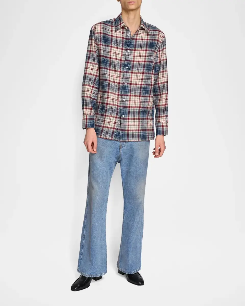 Willy Chavarria Men's Wool Plaid Button-Front Shirt | Thumbnail 2