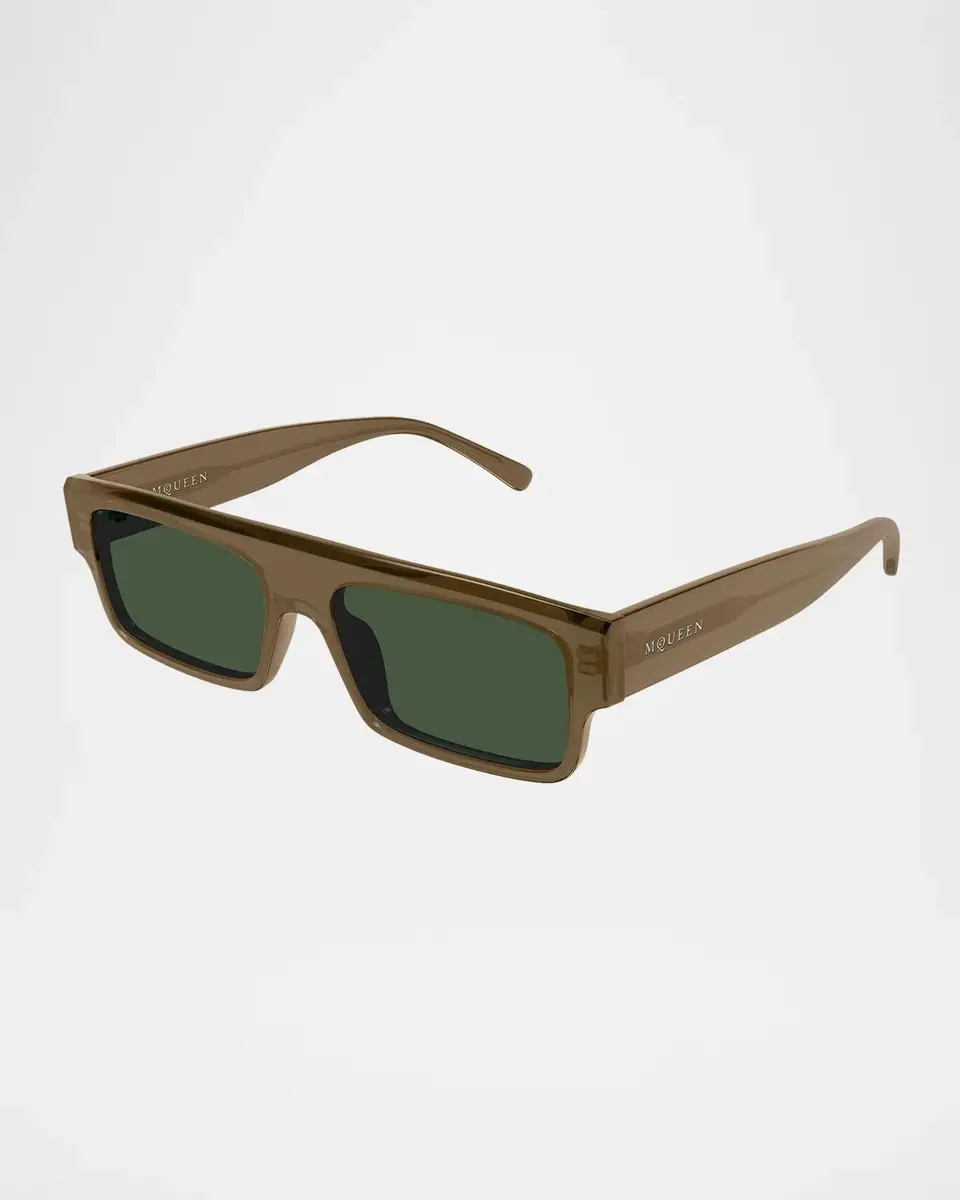 Alexander McQueen Men's AM0580S Flat Acetate Recycled Acetate Rectangular Sunglasses | Thumbnail 2 Alexander McQueen Men's AM0580S Flat Acetate Recycled Acetate Rectangular Sunglasses | Thumbnail 2