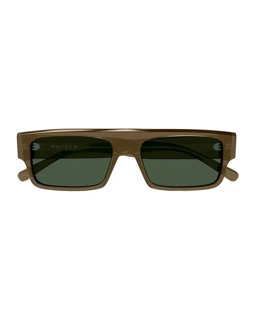 Alexander McQueen Men's AM0580S Flat Acetate Recycled Acetate Rectangular Sunglasses