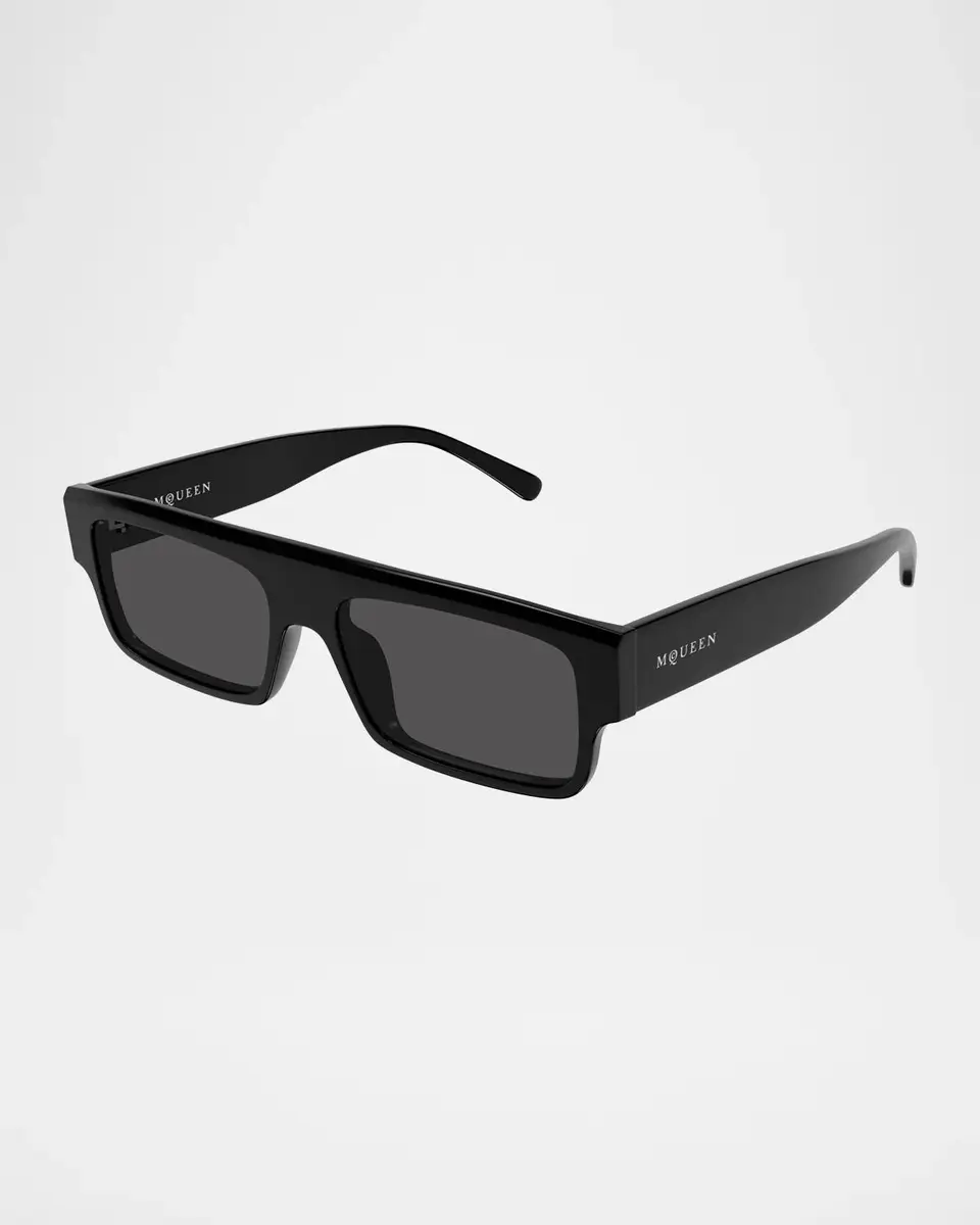 Alexander McQueen Men's AM0580S Flat Acetate Recycled Acetate Rectangular Sunglasses | Thumbnail 2 Alexander McQueen Men's AM0580S Flat Acetate Recycled Acetate Rectangular Sunglasses | Thumbnail 2