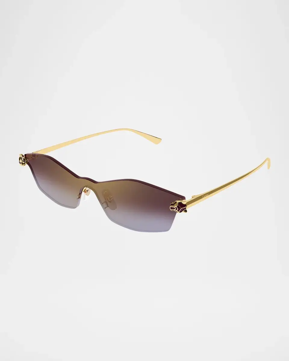Cartier Panthère Classic 24k Gold-Plated Rimless Shield Sunglasses | Thumbnail 2 Cartier Panthère Classic 24k Gold-Plated Rimless Shield Sunglasses | Thumbnail 2