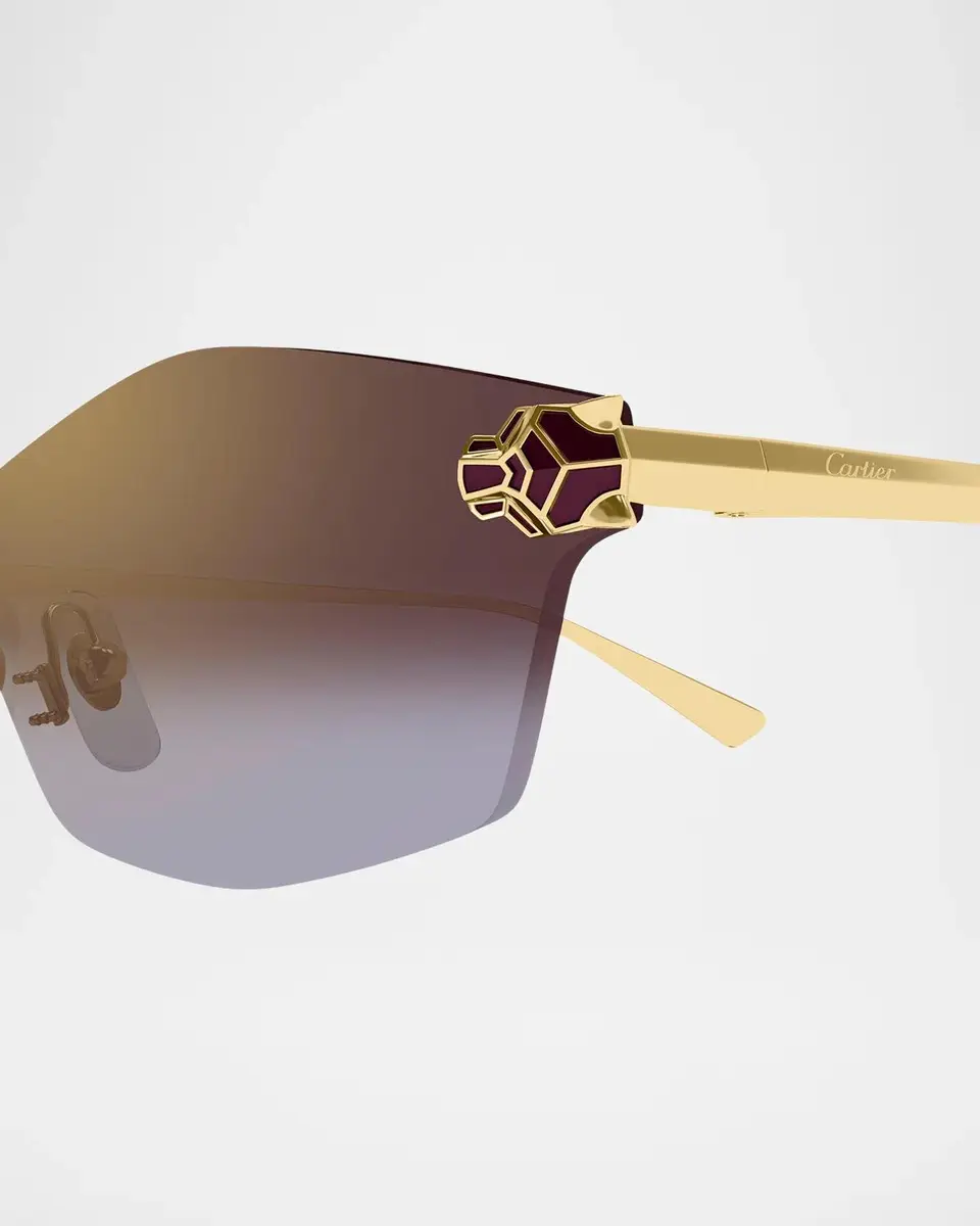 Cartier Panthère Classic 24k Gold-Plated Rimless Shield Sunglasses | Thumbnail 3 Cartier Panthère Classic 24k Gold-Plated Rimless Shield Sunglasses | Thumbnail 3