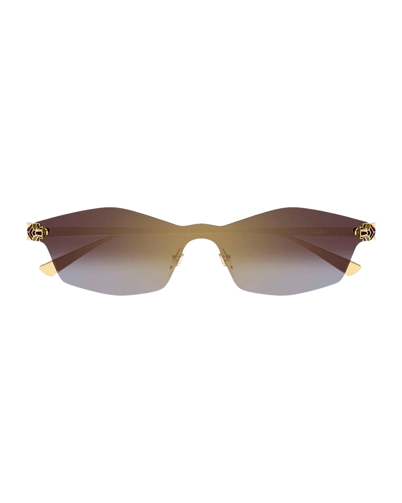 Panthère Classic 24k Gold-Plated Rimless Shield Sunglasses