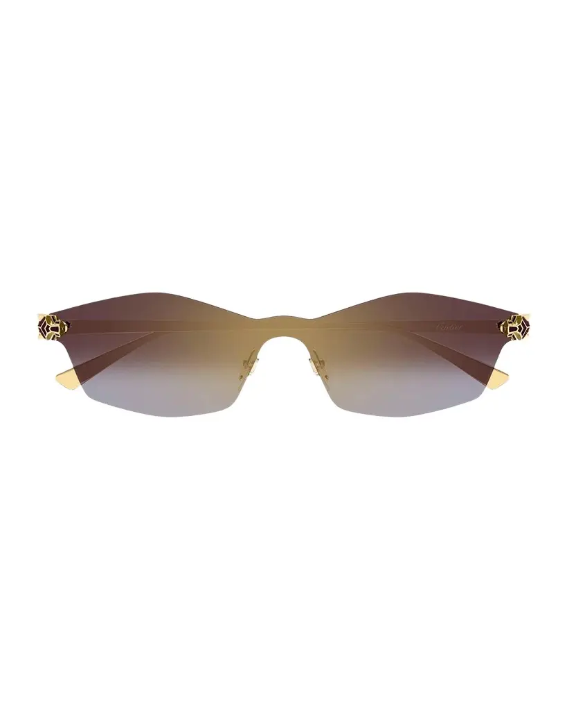 Cartier Panthère Classic 24k Gold-Plated Rimless Shield Sunglasses