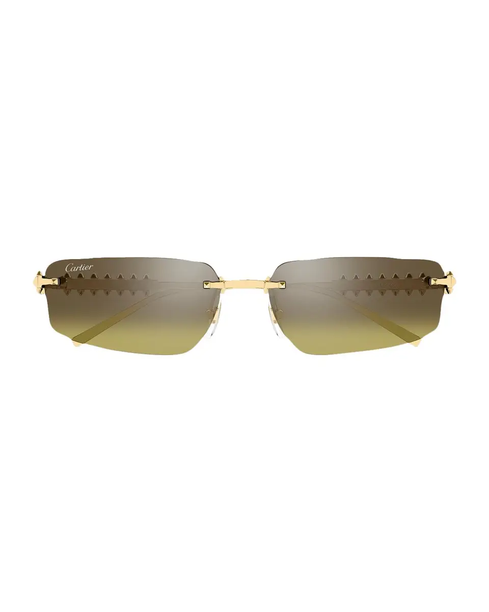 Cartier Men's Studded Metal and Nylon Rectangle Sunglasses | Thumbnail 3 Cartier Men's Studded Metal and Nylon Rectangle Sunglasses | Thumbnail 3