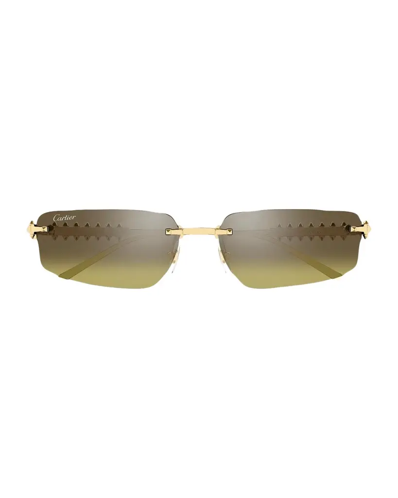Cartier Men's Studded Metal and Nylon Rectangle Sunglasses
