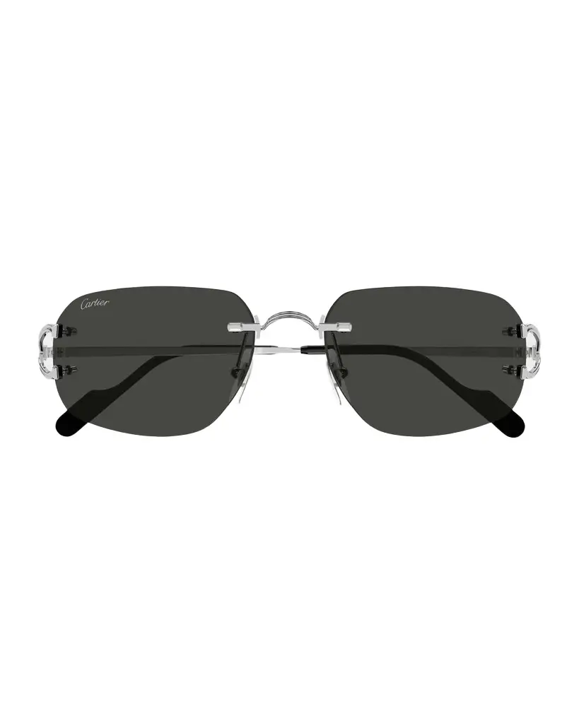 Cartier Men's CT0663S Decor C Classique Metal Rectangular Sunglasses