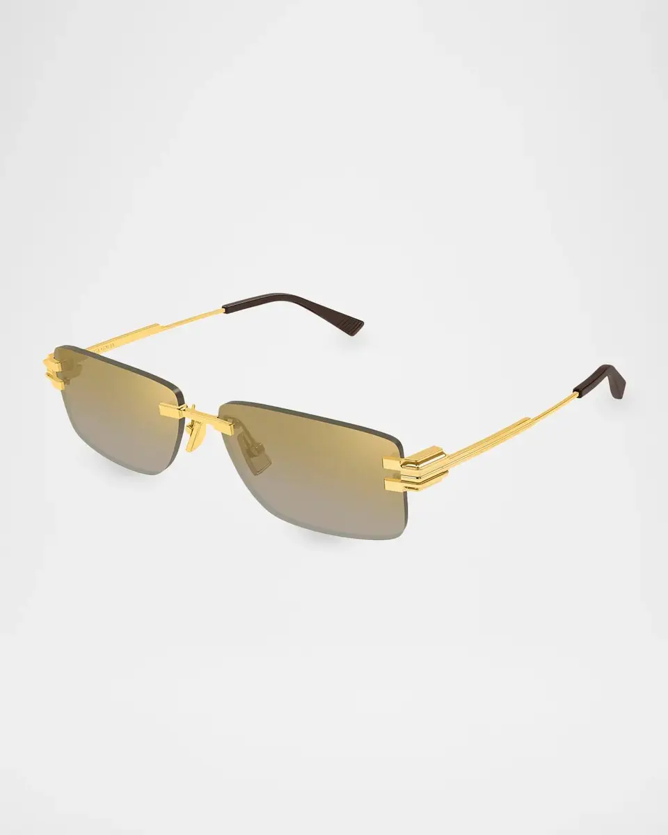 Bottega Veneta Men's BV1511S Step Ribbon Rimless Metal Rectangular Sunglasses | Thumbnail 2 Bottega Veneta Men's BV1511S Step Ribbon Rimless Metal Rectangular Sunglasses | Thumbnail 2