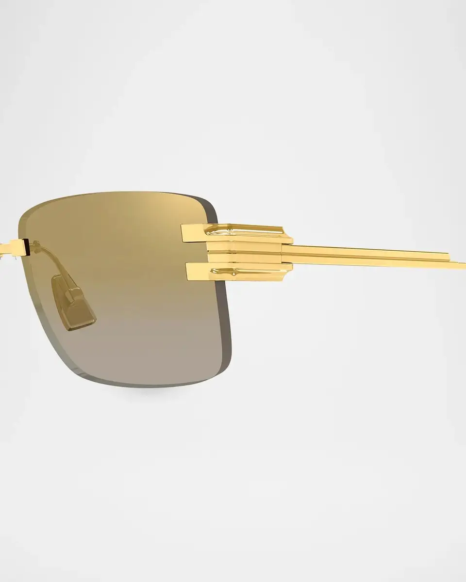 Bottega Veneta Men's BV1511S Step Ribbon Rimless Metal Rectangular Sunglasses | Thumbnail 3 Bottega Veneta Men's BV1511S Step Ribbon Rimless Metal Rectangular Sunglasses | Thumbnail 3
