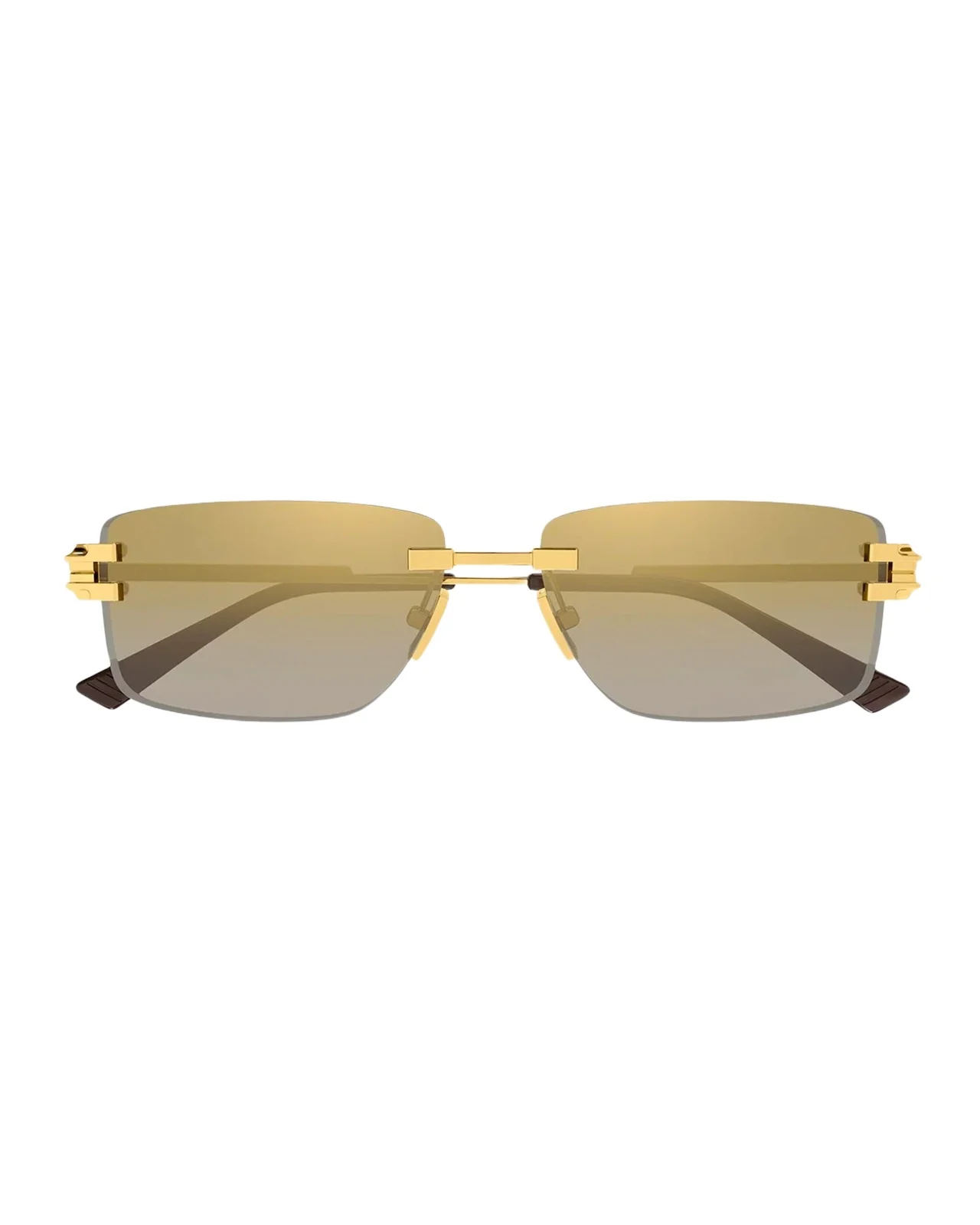 Bottega Veneta Men's BV1511S Step Ribbon Rimless Metal Rectangular Sunglasses