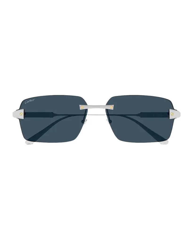 Cartier Men's CT0652S Santos Classic Titanium Rectangular Sunglasses