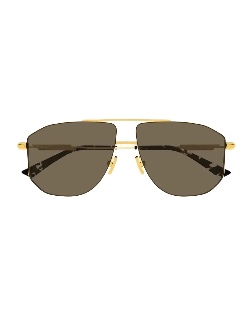 Bottega Veneta Men's BV1509S Snap Ribbon Metal Navigator Sunglasses