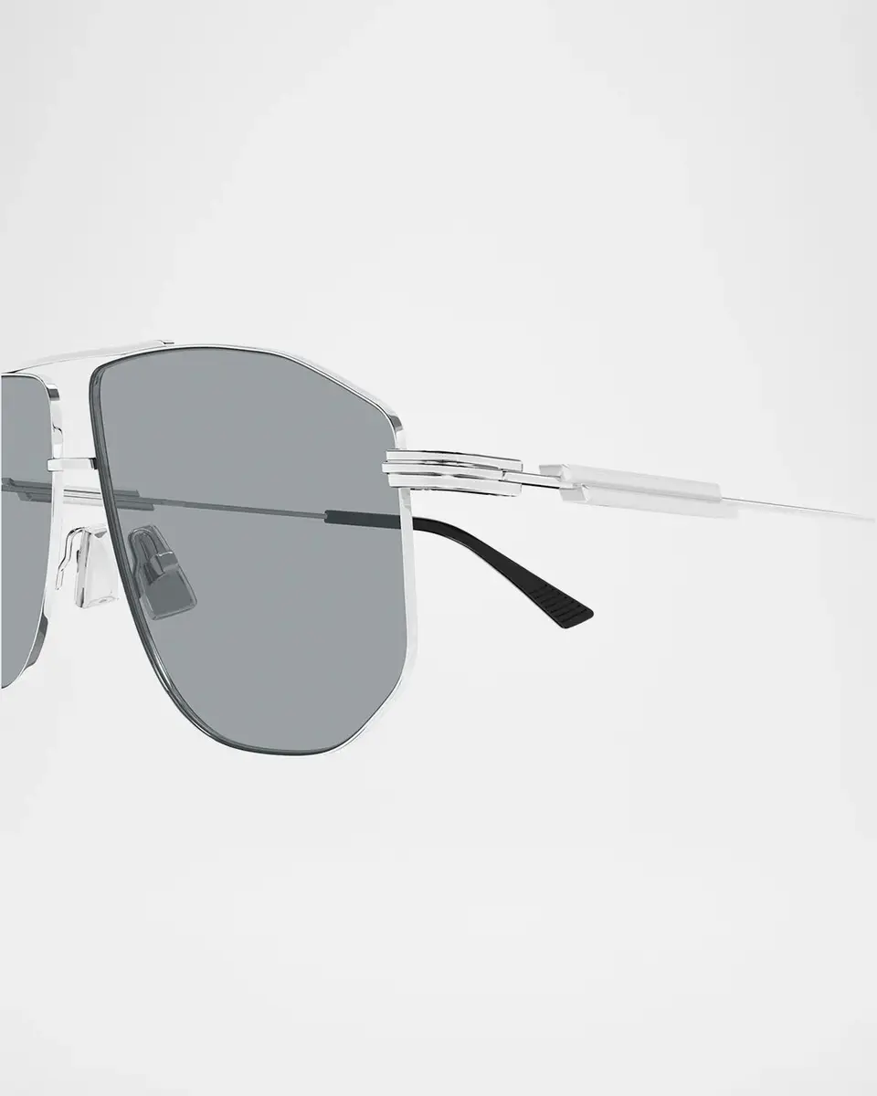 Bottega Veneta Men's BV1509S Snap Ribbon Metal Navigator Sunglasses | Thumbnail 3