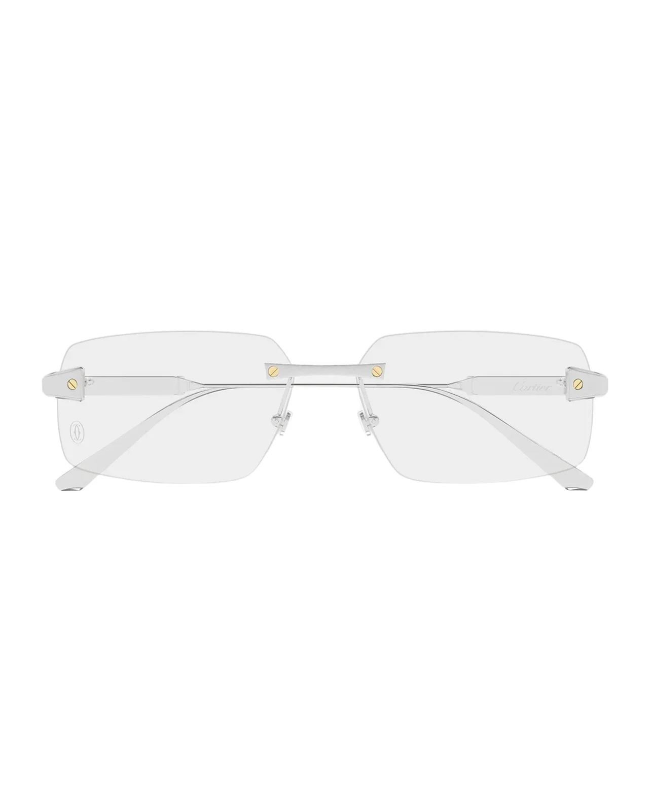 Cartier Men's CT0655O Santos de Rimless Titanium Rectangular Optical Glasses