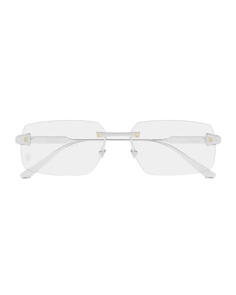 Cartier Men's CT0655O Santos de Rimless Titanium Rectangular Optical Glasses