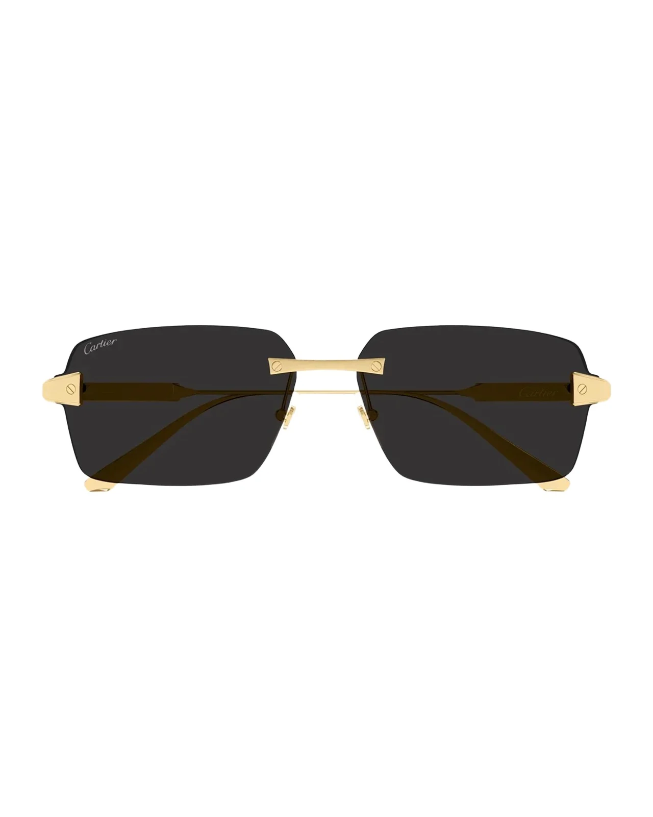 Cartier Men's CT0652S Santos Classic Rimless Titanium Rectangular Sunglasses