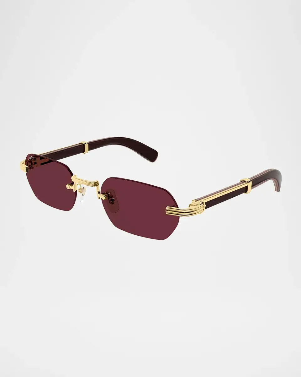 Cartier Première De Ct0362S Metal & Wood Rimless Rectangular Sunglasses | Thumbnail 2 Cartier Première De Ct0362S Metal & Wood Rimless Rectangular Sunglasses | Thumbnail 2
