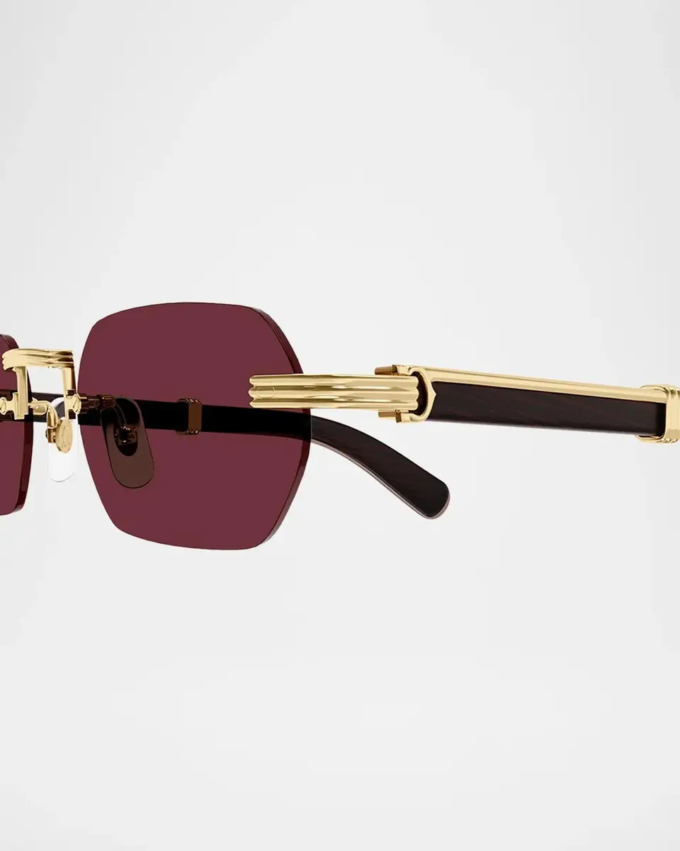 Cartier Première De Ct0362S Metal & Wood Rimless Rectangular Sunglasses | Thumbnail 3 Cartier Première De Ct0362S Metal & Wood Rimless Rectangular Sunglasses | Thumbnail 3