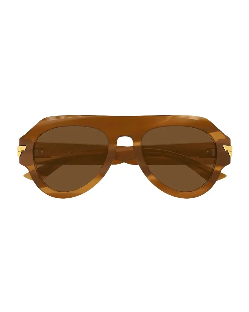 Bottega Veneta Men's BV1488S Bold Ribbon Recycled Acetate Pilot Sunglasses