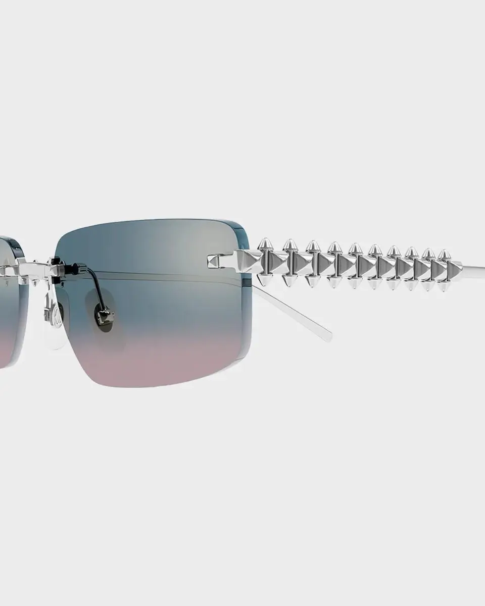 Cartier Men's Studded Titanium and Nylon Rectangle Sunglasses | Thumbnail 3 Cartier Men's Studded Titanium and Nylon Rectangle Sunglasses | Thumbnail 3