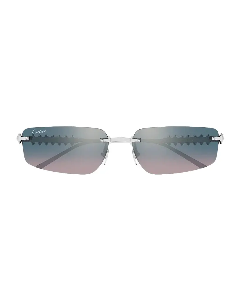 Cartier Men's Studded Titanium and Nylon Rectangle Sunglasses