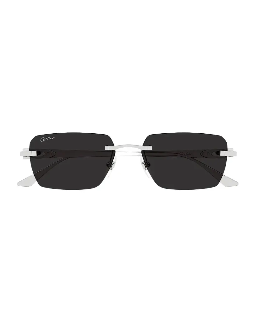 Cartier Motifs De Ct0660S Plated Titanium Rimless Rectangular Sunglasses