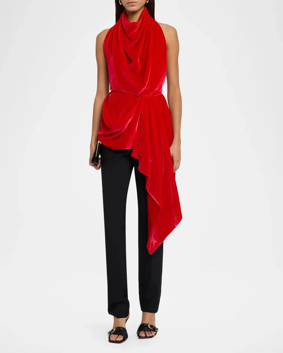 Givenchy Draped Velvet Halter Backless Top | Thumbnail 2 Givenchy Draped Velvet Halter Backless Top | Thumbnail 2