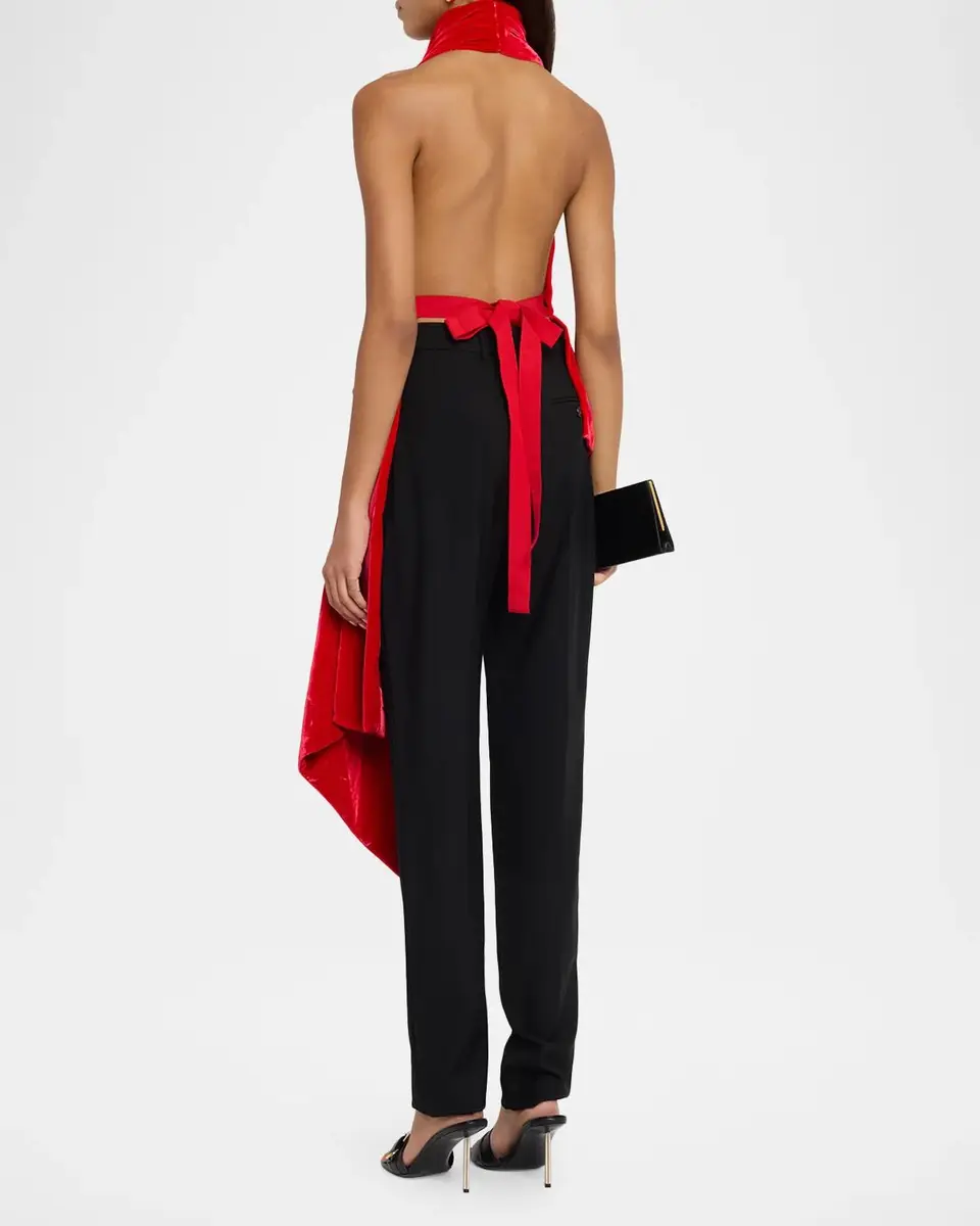Givenchy Draped Velvet Halter Backless Top | Thumbnail 3 Givenchy Draped Velvet Halter Backless Top | Thumbnail 3