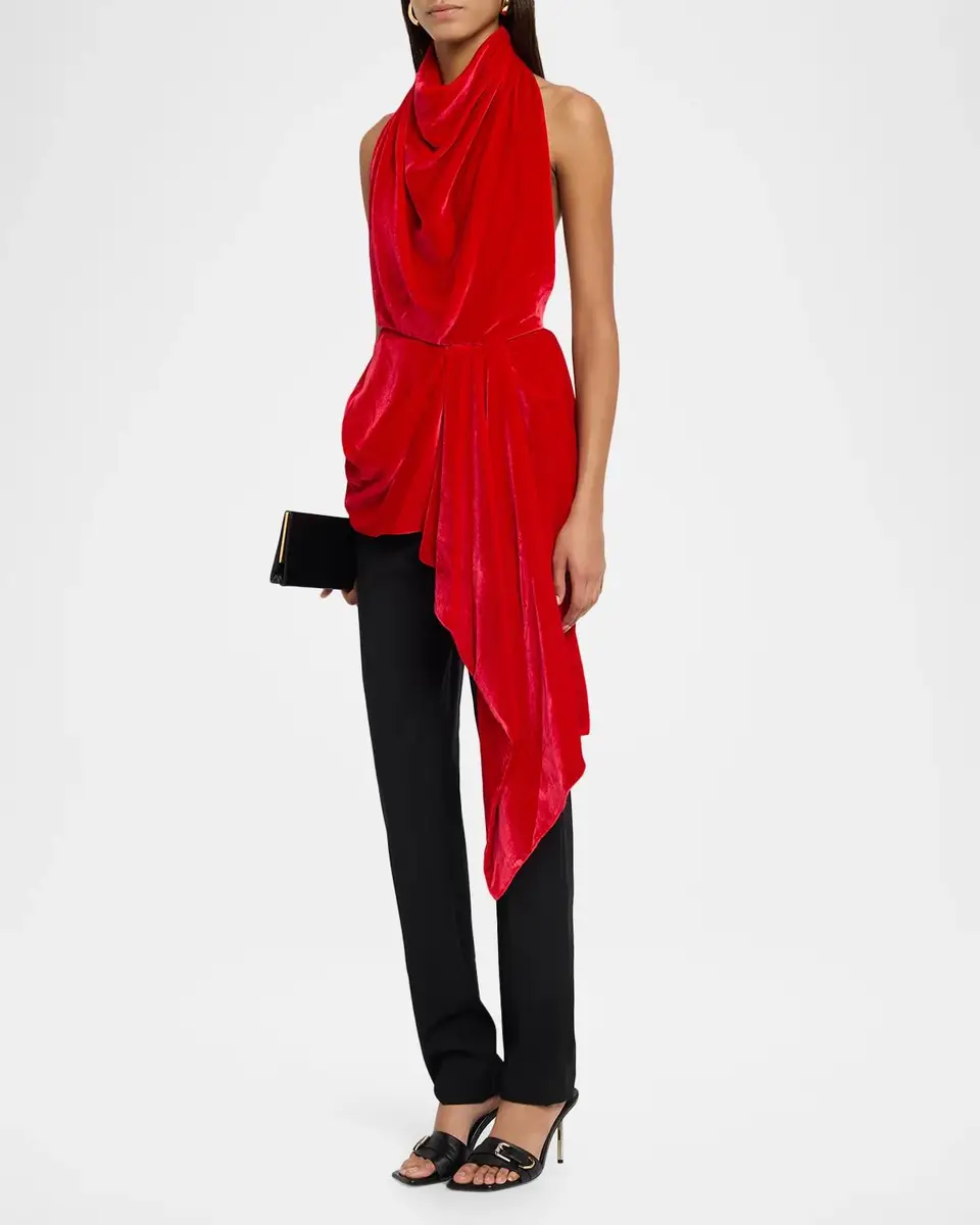 Givenchy Draped Velvet Halter Backless Top | Thumbnail 4 Givenchy Draped Velvet Halter Backless Top | Thumbnail 4