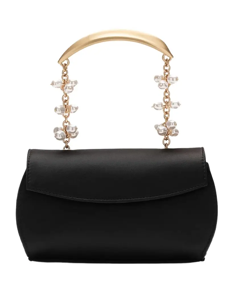 Cult Gaia Fiona Pearly-Embellished Satin Top-Handle Bag