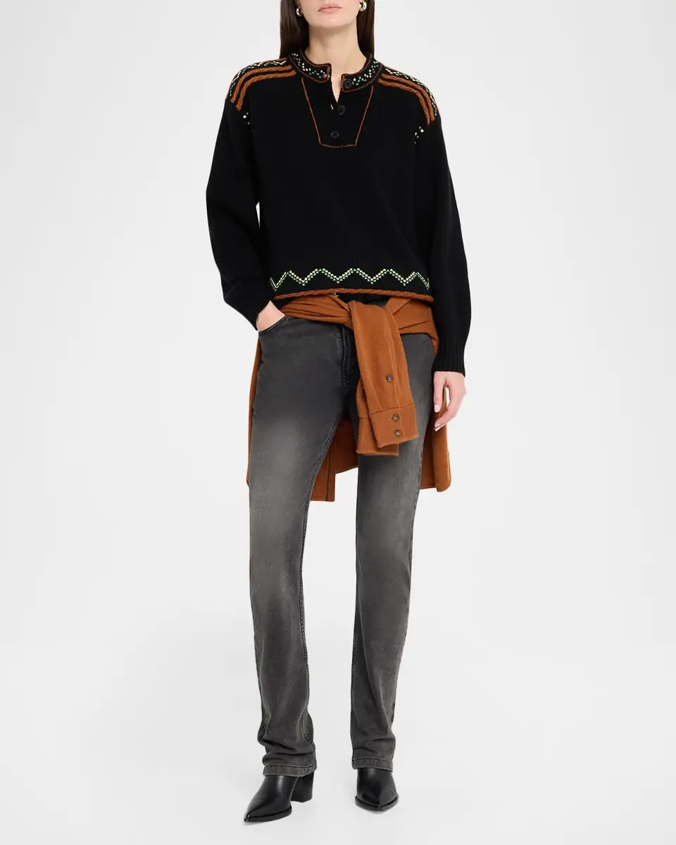 Guest In Residence Fisherman Embroidered Cashmere-Wool Henley Sweater | Thumbnail 2 Guest In Residence Fisherman Embroidered Cashmere-Wool Henley Sweater | Thumbnail 2