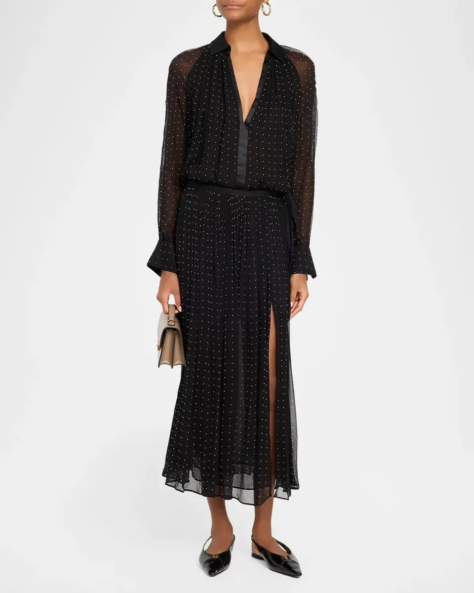 Vince Heat-Set Dot Sheer Gathered Blouse | Thumbnail 2 Vince Heat-Set Dot Sheer Gathered Blouse | Thumbnail 2