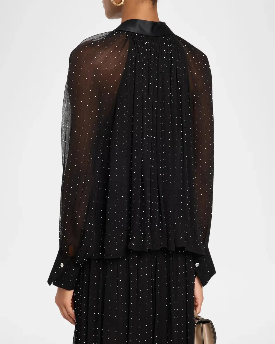Vince Heat-Set Dot Sheer Gathered Blouse | Thumbnail 3 Vince Heat-Set Dot Sheer Gathered Blouse | Thumbnail 3