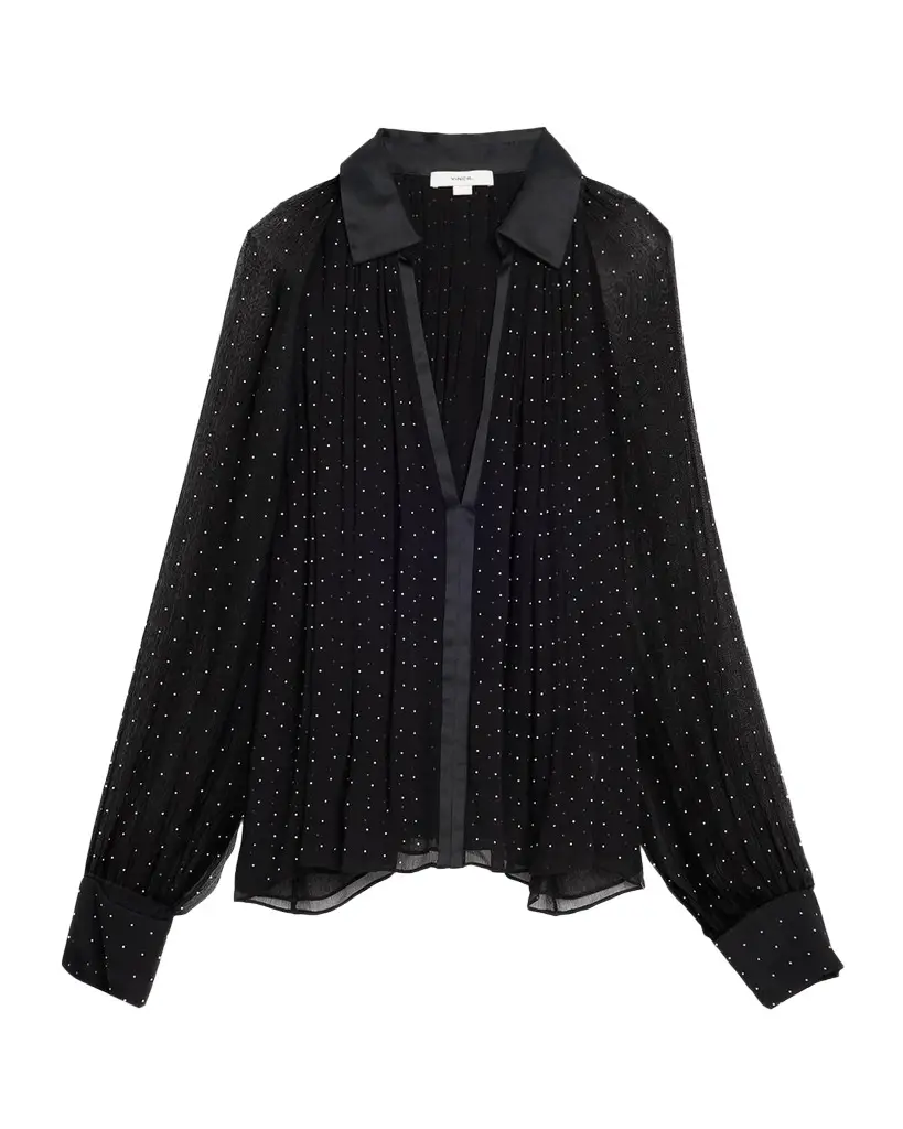 Heat-Set Dot Sheer Gathered Blouse Heat-Set Dot Sheer Gathered Blouse
