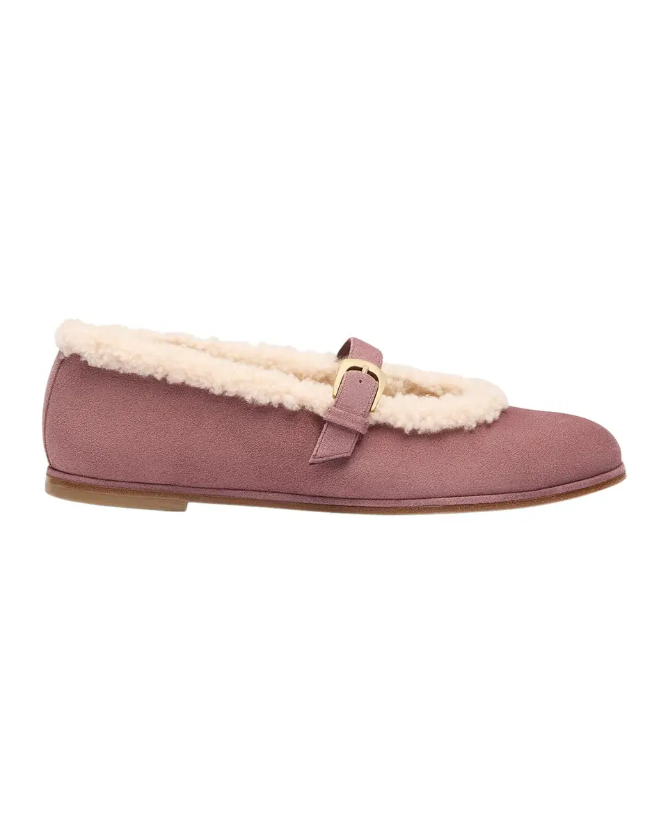 Stuart Weitzman Sai Shearling-Lined Suede Mary Jane Ballerina Flats | Thumbnail 3 Stuart Weitzman Sai Shearling-Lined Suede Mary Jane Ballerina Flats | Thumbnail 3
