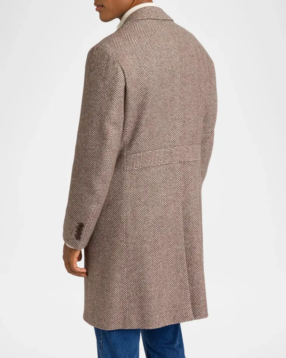 Stefano Ricci Men's Herringbone Cashmere & Silk Topcoat | Thumbnail 3 Stefano Ricci Men's Herringbone Cashmere & Silk Topcoat | Thumbnail 3