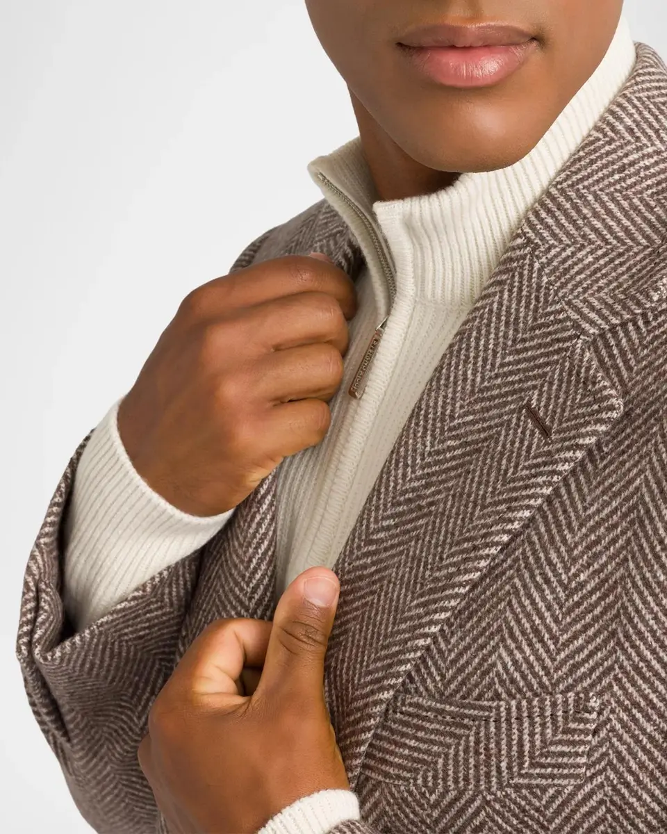 Stefano Ricci Men's Herringbone Cashmere & Silk Topcoat | Thumbnail 5 Stefano Ricci Men's Herringbone Cashmere & Silk Topcoat | Thumbnail 5