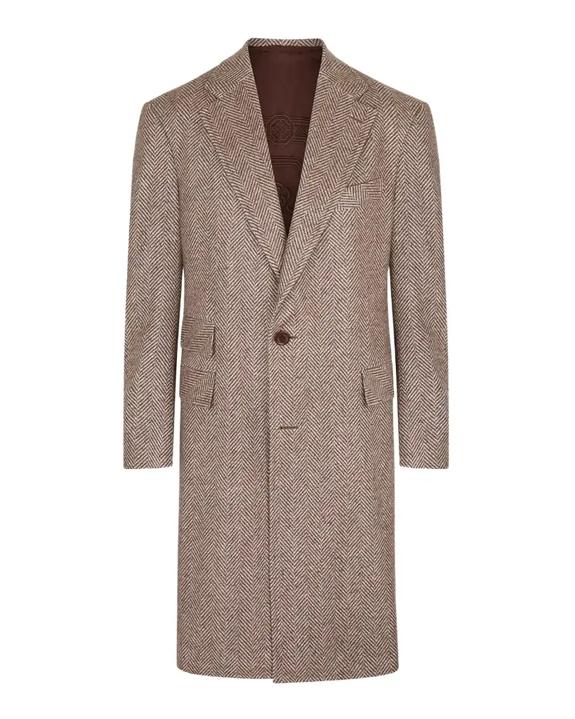 Stefano Ricci Men's Herringbone Cashmere & Silk Topcoat