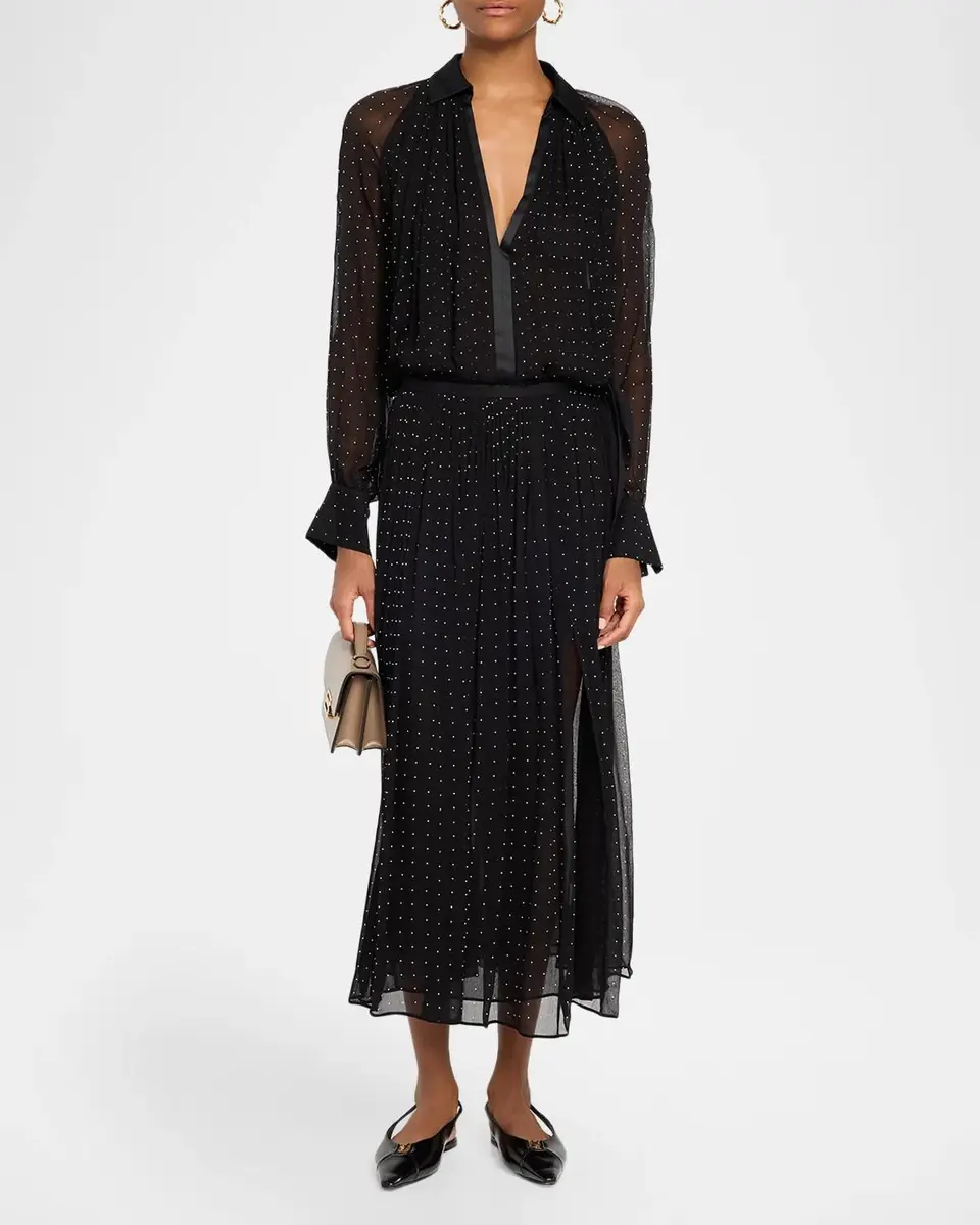 Vince Heat-Set Dot Sheer Gathered Skirt | Thumbnail 2 Vince Heat-Set Dot Sheer Gathered Skirt | Thumbnail 2