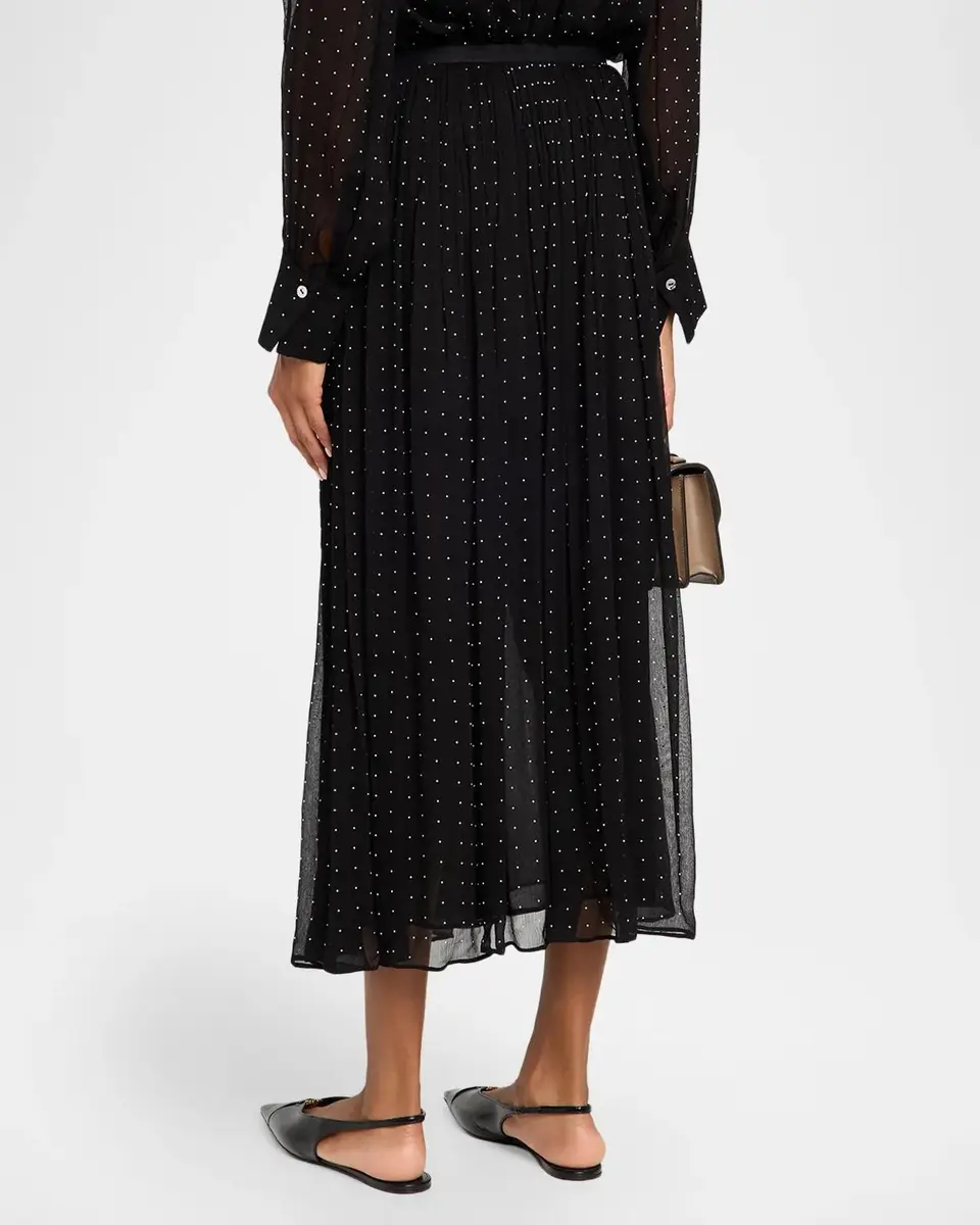 Vince Heat-Set Dot Sheer Gathered Skirt | Thumbnail 3 Vince Heat-Set Dot Sheer Gathered Skirt | Thumbnail 3