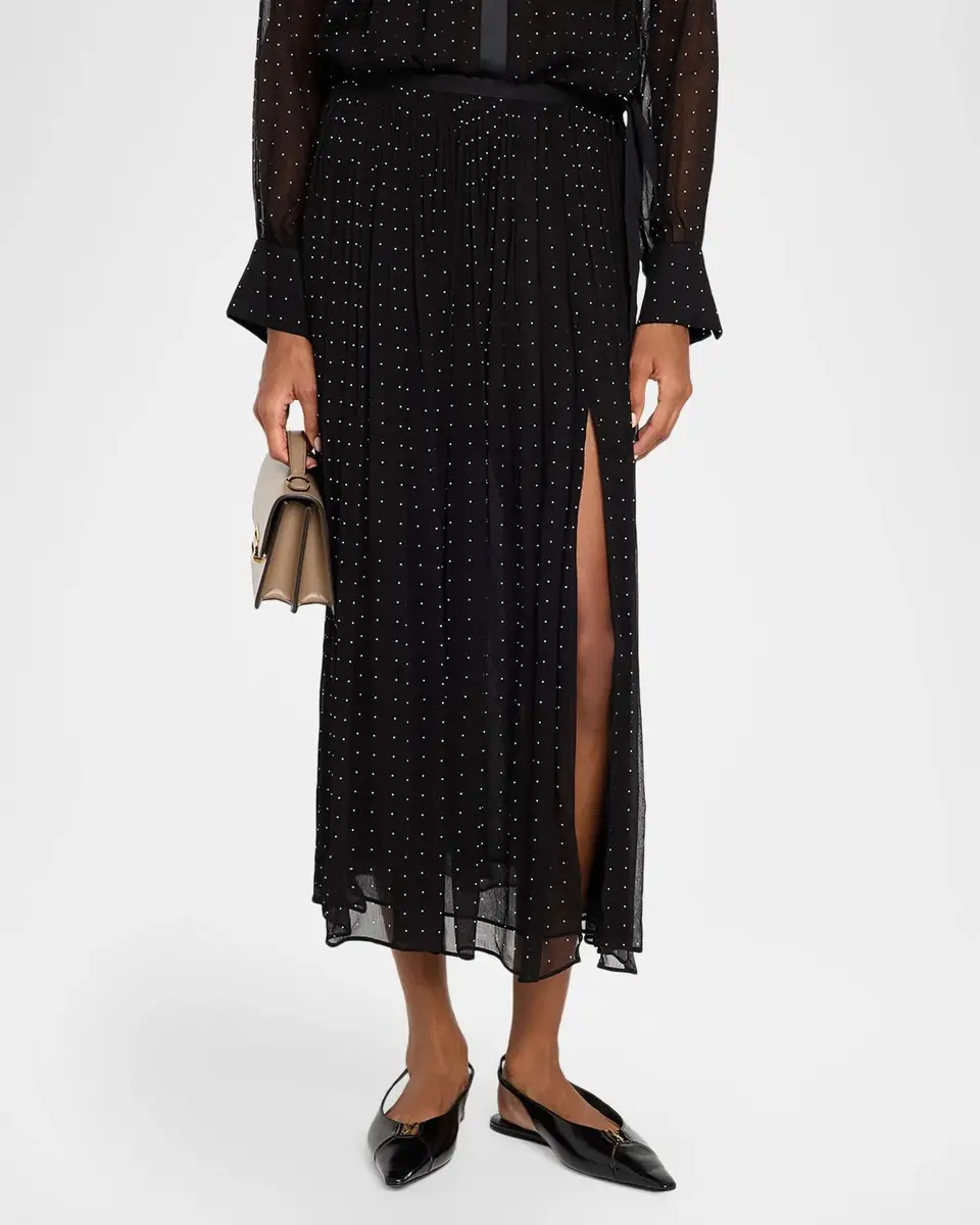 Vince Heat-Set Dot Sheer Gathered Skirt | Thumbnail 4 Vince Heat-Set Dot Sheer Gathered Skirt | Thumbnail 4
