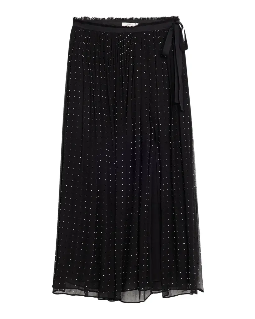 Heat-Set Dot Sheer Gathered Skirt