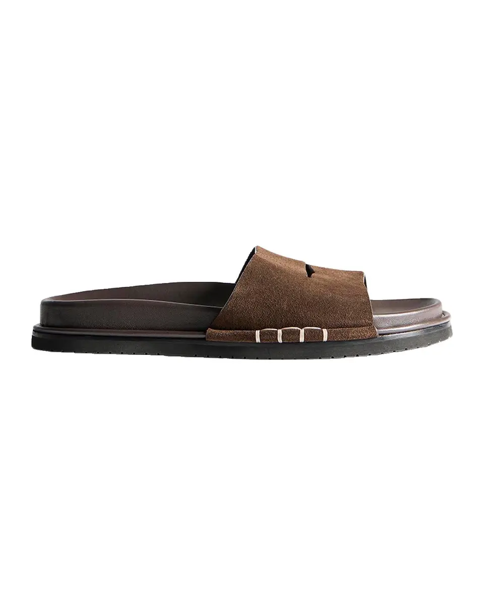 JW Anderson Men's Suede Open-Toe Fussbett Loafer Slides | Thumbnail 3 JW Anderson Men's Suede Open-Toe Fussbett Loafer Slides | Thumbnail 3