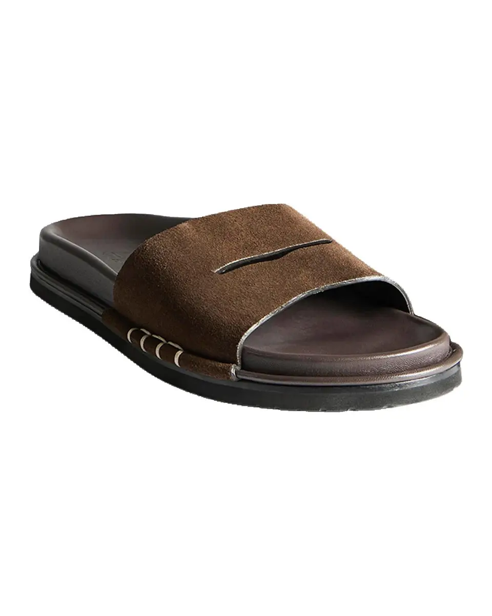 JW Anderson Men's Suede Open-Toe Fussbett Loafer Slides | Thumbnail 4 JW Anderson Men's Suede Open-Toe Fussbett Loafer Slides | Thumbnail 4