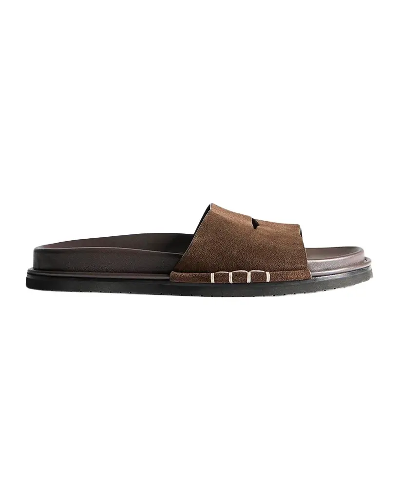 JW Anderson Men's Suede Open-Toe Fussbett Loafer Slides
