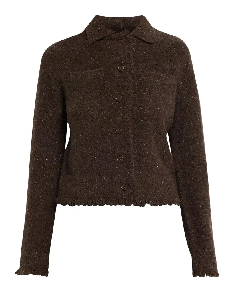 Vince Donegal-Style Cashmere Button-Front Cardigan