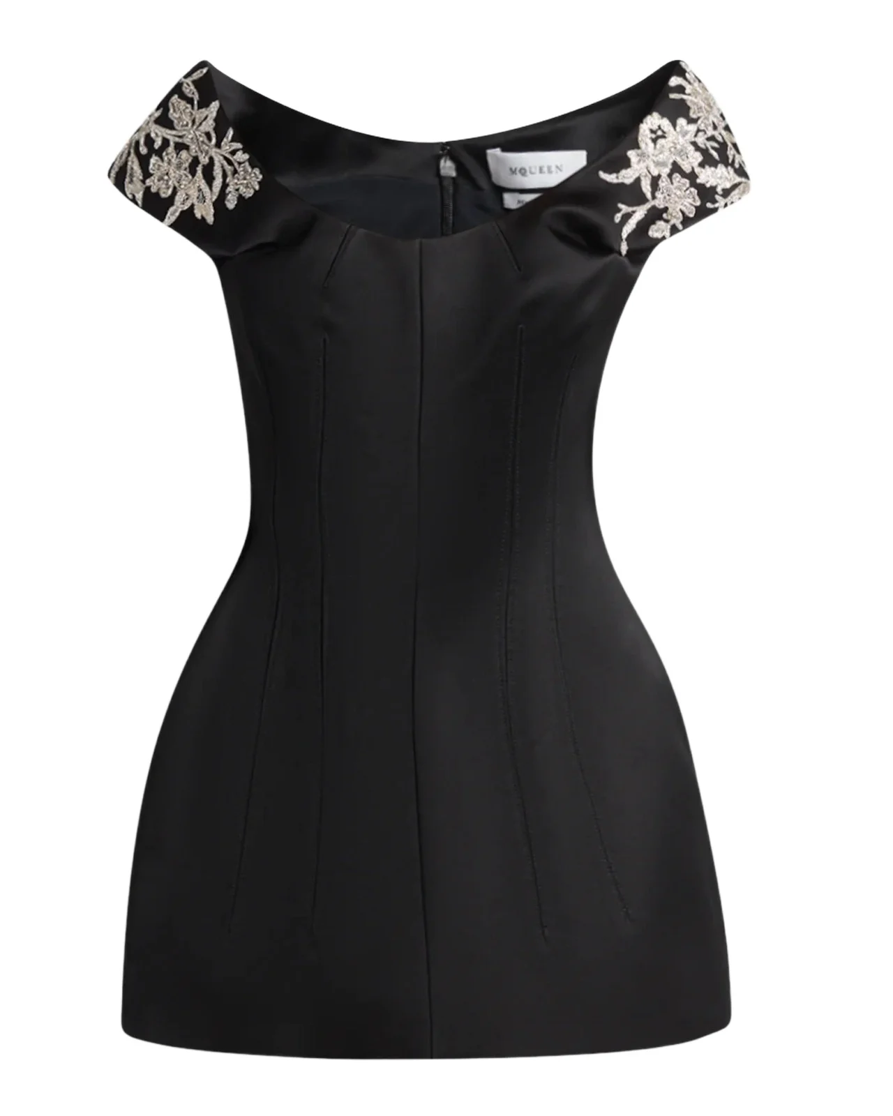 Alexander McQueen Embellished Off-The-Shoulder Mini Cocktail Dress