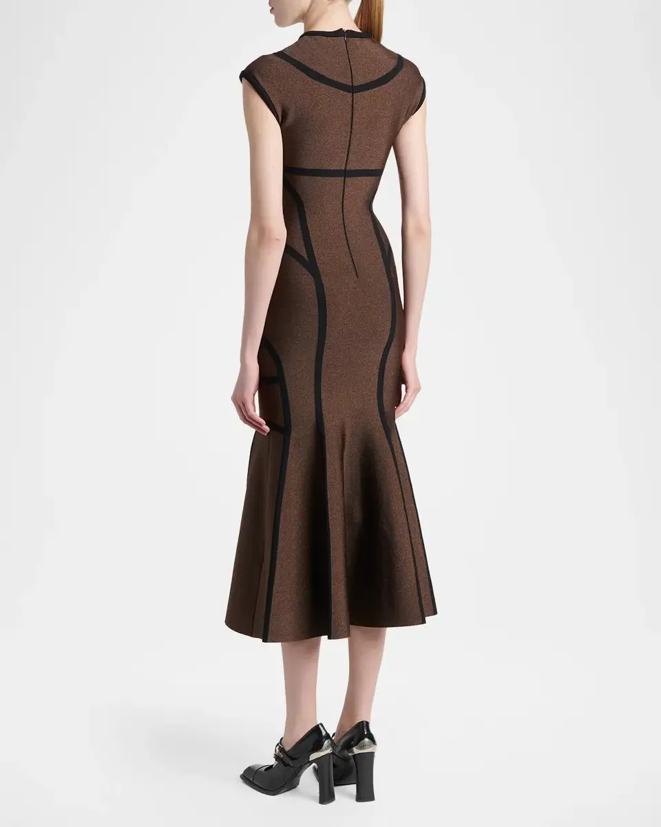 Alexander McQueen Geometric Trumpet Midi Dress | Thumbnail 3 Alexander McQueen Geometric Trumpet Midi Dress | Thumbnail 3