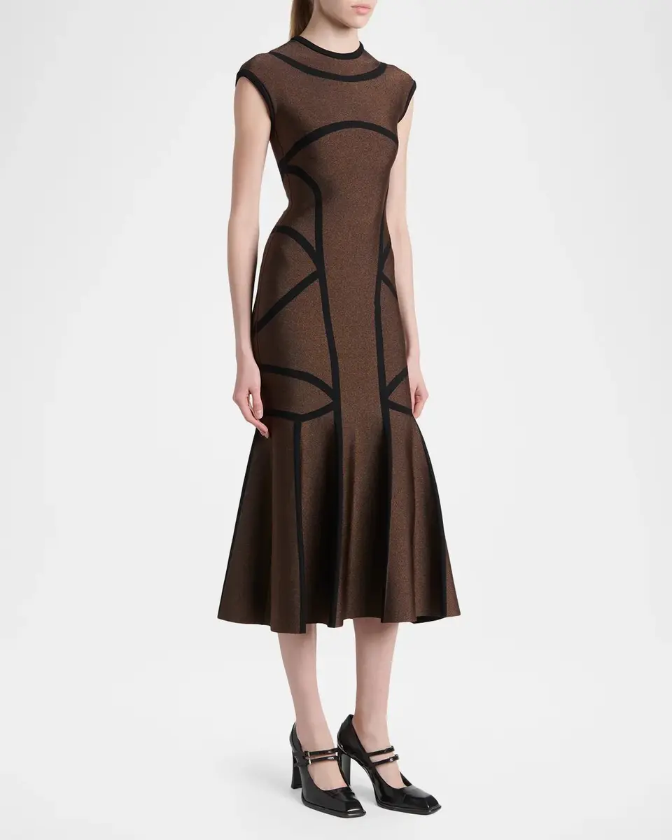 Alexander McQueen Geometric Trumpet Midi Dress | Thumbnail 4 Alexander McQueen Geometric Trumpet Midi Dress | Thumbnail 4